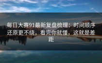 每日大赛91最新复盘梳理：时间顺序还原更不绕，看完你就懂，这就是差距