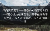 风向突然变了——糖心vlog新官方入口——糖心vlog在线观看，关于在线教学的说法…有人说是测试，有人说是回滚