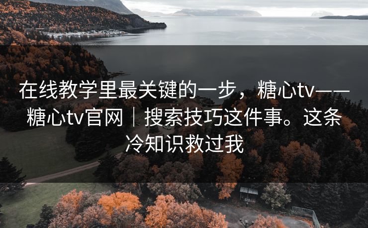 在线教学里最关键的一步，糖心tv——糖心tv官网｜搜索技巧这件事。这条冷知识救过我  第1张